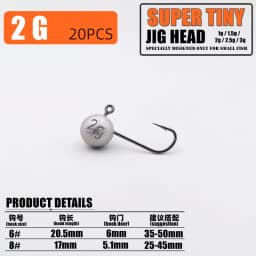 Mr JigginG 20pcs Micro Jig Head Fishing Hook 1g/1.5g/2g/2.5g/3g Super Tiny Fishing Hook Mini Soft Lure Bass Bait Fishing Tackle