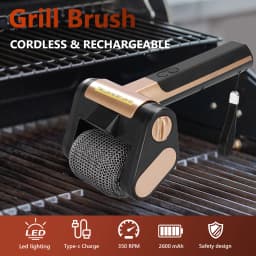 Electric Roller Grill Brush with LED Light Stainless Steel Bristle-Free BBQ Cleaner Brush Rechargeable Barbecue Cleaner Tools