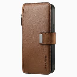 For iPhone 15 14 13 12 11 XS Max XR 8 7 6 Plus Wallet Case, Zipper Storage Design, Detachable Magnetic Flip Folio Cover