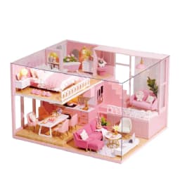 3D Wooden Mini Doll House Assembly Building With Furniture Kit DIY Handmade Duplex Apartment Production Toys Birthday Gifts