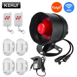 KERUI Tuya WIFI Siren Alarm System Installation Simple Infrared Sensor Connection Remote Control Home Security Protection Set
