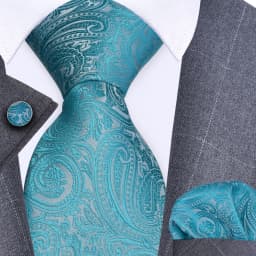 GUSLESON 8cm Blue Black Pink Men Ties Pocket Square Cufflinks Set Paisley Silk Necktie Wedding Business Gift Tie Accessories