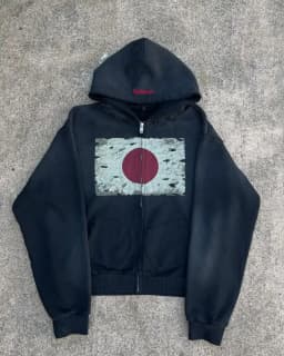 Gothic Wing Graphic Print Black Zip Up Hoodie Vintage Grunge Cross Pattern Oversized Soft Streetwear Y2K Punk for Men Daily Wear