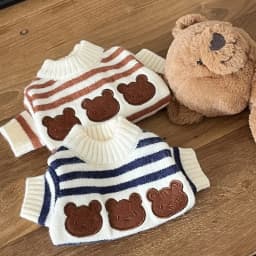 Dog Sweaters for Small Dogs Cute Bear Cardigan Pet Coat Autumn Winter Striped Puppy Clothes Dog Warm Knitted Jacket Dog Pullover