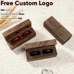 Wood Double Ring Box Free Engraving Name Wedding Ring Engagement Bearer Box Custom Proposal Modern Rustic Wedding Wide Ring Box