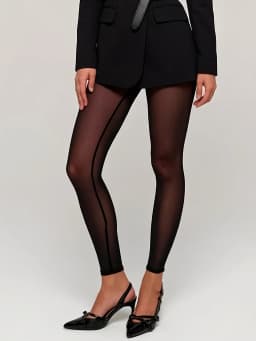 High Elasticity Sexy Net Mesh Sheer Bottomless Nine-inch Pants For Hot Girls - Showing Off The Body In A Tight-fitting Base Pant