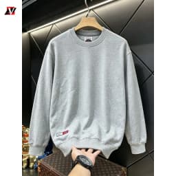 Heavyweight men's autumn and winter solid color terry cotton men's clothing crew neck long sleeve loose casual sweatshirt