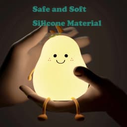 Rechargeable LED Cartoon Pear Nightlight, Silicone Light, Bedside Decor, Color Changing, Atmosphere Lamp for Kids, Holiday Gifts