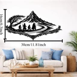 Elegant Iron Wall Hanging Black Mountain Sword Cutout Metal Art for Indoor Decor TV Background Wall Decoration