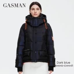 GASMAN 2023 Winter down jacket collection Fashion Solid Stand-up collar Women Coat Elegance Hooded Women's jackets 81702