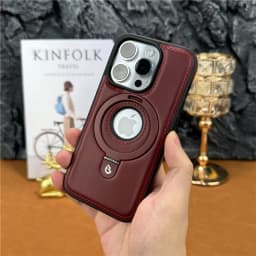For iPhone 16 Pro Max Luxury Cortex Leather Magsafe Magnetic Stand Holder Phone Case For iPhone 13 14 15 Plus 17 18 Back Cover