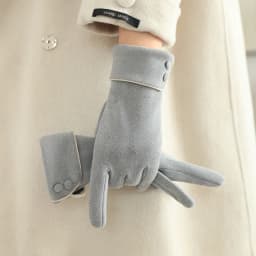 Winter Fleece Lined Thickened Windproof Warm Driving Cycling WomenTouchscreen Gloves Retro Elegant Button Wrist Soft Luxury