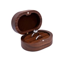 Handmade Walnut Wood Ring Box with Transparent Lid Romantic Engagement Jewelry Case for Couple Custom Engraved Personalized Name