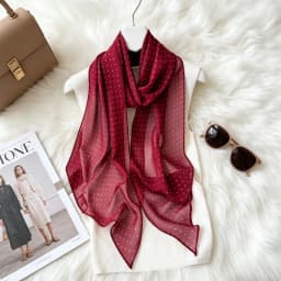 Ladies New Ins Style Brown Chiffon Polka Dot Long Silk Scarf Multifunctional Accessory Neck Women's Headband Tie Hair Towel
