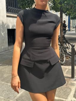 Women Cap Sleeve Mini Dress The Ultimate Muse A-Line Elegant Formal Party Short Dress with Pockets Clubwear