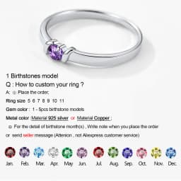 U7 925 Sterling Silver 1-5pcs Birthstones Ring for Woman Promise Engagement Wedding Custom Family Jewelry Gift Mother Grandma
