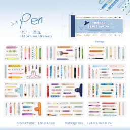 Journal GO 24pcs Thread Fluff Nook PET Stickers Lace Line Coil & Pen Decals for Journaling Scrapbooking Mobile Card DIY Crafts