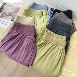 Summer Thin Loose Wide-leg Pants Women's Ice Silk Casual Pants Elegant Elastic Waist Straight Trousers Lady Sport Pants