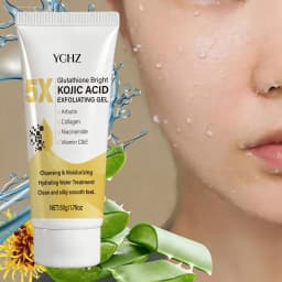 Kojic Acid Deep Cleansing Exfoliating Gel, Evens Out Skin Tone, Eliminates Dark Spots and Dullness, Long-Lasting Moisturizing, Cleans Pores - Non-Greasy, Suitable for Both Men and Women - Whitening and Moisturizing, for Day and Night Use, 50g