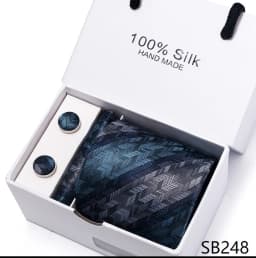 Classic Style 65 Colors Sales Silk Tie Handkerchief Cufflink Set Men Necktie Box Solid Color Sky Blue Fit Wedding Office Cravat
