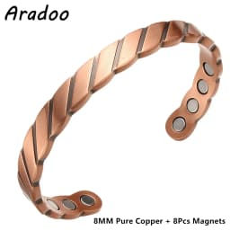 ARADOO Vintage Style Pure Copper Cuff Bracelets with 3500 Gauss Neodymium Magnetic Therapy Bangle Jewelry Gifts