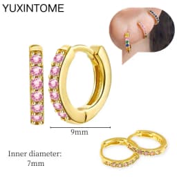 925 Sterling Silver Needle Pink Crystal Heart Hoop Earrings for Women Fashion Geometric Pendant Earrings Luxury Jewelry Gifts