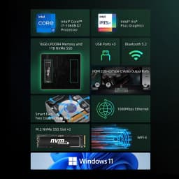 BMAX Mini PC B6 Power Intel Core i7 1060NG7 16GB RAM 1TB Windows 11 NVMe SSD NVMe_2280X2 HDMI USB Bluetooth Computer Type-C