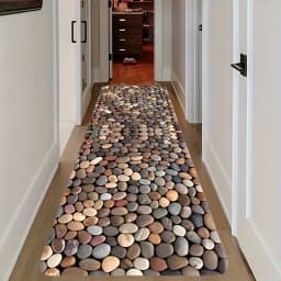 VIKAMA Pebble Non-Slip Flannel Mat—Long, Durable & Absorbent, Stain-Resistant Easy-Clean Kitchen & Hallway Rug