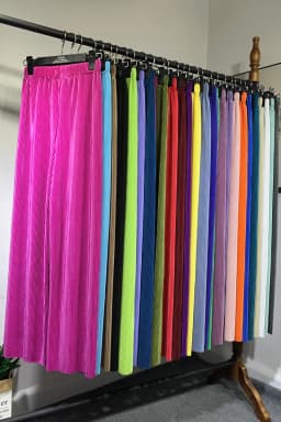 Women's Summer Chiffon Wide Leg Pants Casual Candy Color Loose Long Pants Lady Chic Solid Color High Waist Wide Leg Trousers