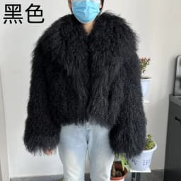Beiziru Women's Dark Brown Mongolia Sheep Fur Jacket with Turndown Collar Stylish Warm Outerwear