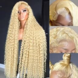 613 Blonde Deep Wave Human Hair Lace Front Wigs 200 & 250 Density 13x4 13x6 HD Lace Frontal Wigs Pre Plucked Natural Hairline Brazilian Remy Human Hair Ponytail Compatible Lace Wigs Ready To Wear Fashion Hairstyle For Women Party Work Daily Styling