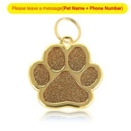 Personalized Collar Pet ID Tag Custom Free Engraved Cat Dog Puppy Name Necklace Gold Paw Glitter Pendant Pet Accessories 3CM