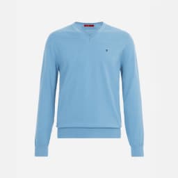 CH Men's V-Neck Sweater Slim Fit Long Sleeve Knit Pullover with Small Embroidery Business Casual Top