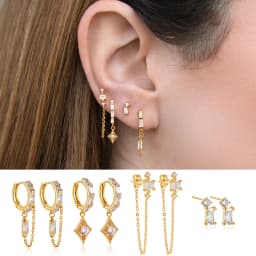 Dainty Zircon Small Stackable 14k Gold Plated Earrings Set for Women Multiple Piercing Cartilage Huggie Hoop Earring Jewelry