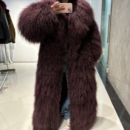 YOLOAgain 135-140cm Floor Length Mongolia Sheep Fur Coat Women Winter Warm Party Long Fur Coat Ladies Overcoat