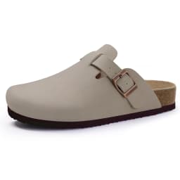 Comwarm Buckle Clogs For Women Men New Genuine Suede Clogs with Arch Support Soft Cork Footbed Mules Fashion Thick Beach Sandals