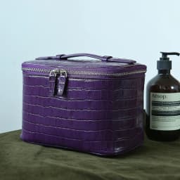 Cowhide Leather Crocodile Pattern Makeup Bag New Free Initials Travel Portable Toiletry Bag Large Capacity Storage Cosmetic Bag