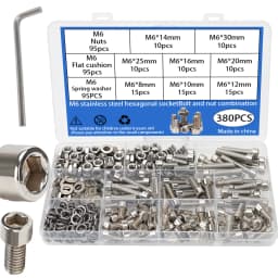 600pcs Stainless Steel Hex Socket Head Nuts and Bolts Set - M3, M4, M5, M6 Cup Head Hex Socket Heads - Includes Flat Washers