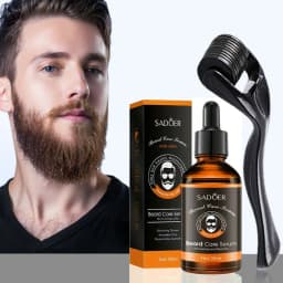 3pcs Men's Beard Care Set, Beard Oil, Moisturizing and Gentle, Beard Brush, Beard Roller, Suitable for Beard Care