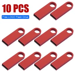 10/50/100 Pcs Free Custom Logo Metal USB Flash Drive 64GB 32GB 8GB 4GB Memory Flash USB Stick Pen Drive 128MB 512MB PenDrive 2.0