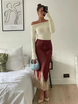 HH Women Lace Patchwork Midi Skirt Slim High Waist Satin Skirts Summer Trend Woman Elegant Evening Party Chic Skirts Mujer