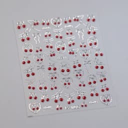 Lovely Red Fruit Strawberry Cherry Bowknot Love Heart Star Silk Ribbon 5D Nail Art Stickers Chic Self Adhesive Manicure Decal