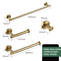 Gold Bathroom Accessories Towel Bar Bath Robe Hook Brass Knurled Bathroom Hardware Set Shelf for Towels Paper Tissue Holer
