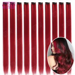 10 PCS Colored Synthetic Hair Extension Wigs for Women BB Clip Style Straight Hair Extension Wigs Suitable for Holiday Events