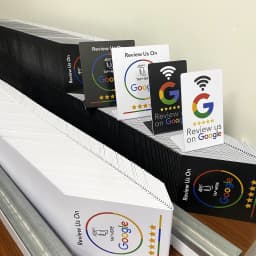 5YOA 13.56Mhz NFC Card Google Review programmable station table NFC Google Reviews display bending card standing brand bracket