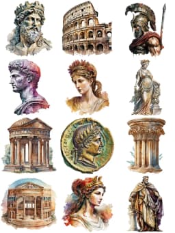12Pcs/Pack Vintage Ancient Rome Sticker DIY Craft Scrapbooking Album Junk Journal Decorative Stickers