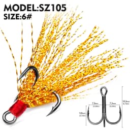 5Pcs 10Pcs Fishing Treble Hooks 4X Strength With Feather Tackle Fishing Hook Stronger Carbon Steel Barbed Fishhooks Pesca