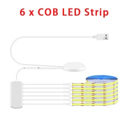 6/5/4/3/2/1 Pcs 5V COB LED Strip Light With USB Penetrating Wood Touch Dimmer Switch For Acoustic Panel Cabinet Shelf Lighting