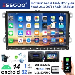 ESSGOO 9" Android 14 4+64G Carplay Car Stereo GPS NAVI WIFI RDS FM Bluetooth For VW Golf 5 6 Passat Polo Touran Tiguan Caddy EOS
