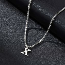 Vnox Simple A-Z Letter Necklace for Men, Waterproof Stainless Steel 26 Letters Pendant Necklace,Men’s Minimal Initial Necklace